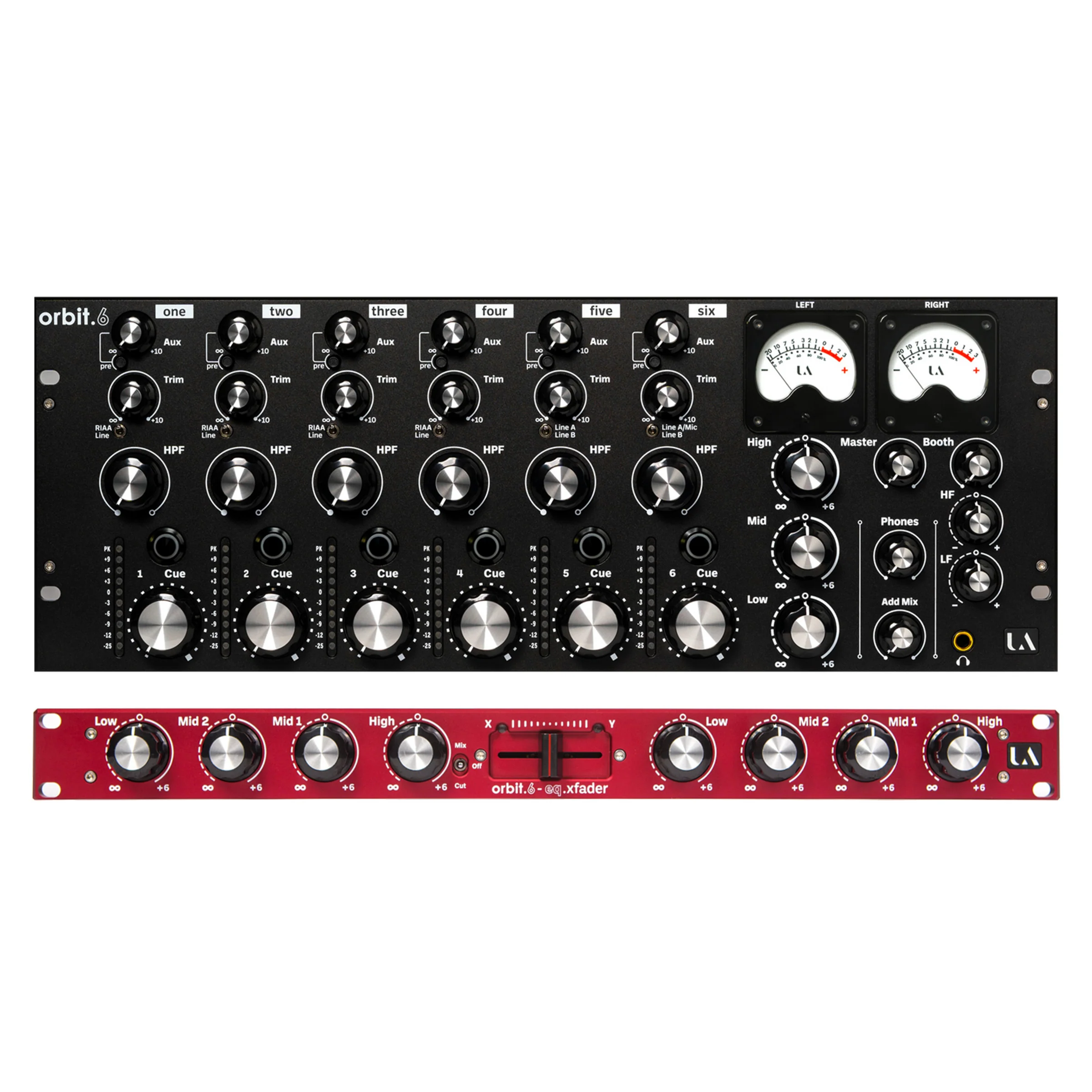 Union Audio ORBIT.6 Rotary DJ Mixer + EQ.XFADER Bundle - Black/Red